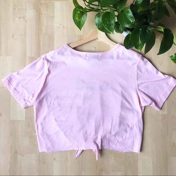 Vintage 90s Floral Embroidered Crop Top Tee L - Picture 5 of 7